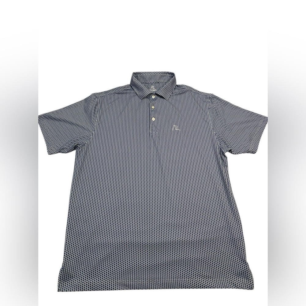 RHOBACK TEXAS STATE LOGO ALL OVER PRINT FLAG Mens Large Golf Polo Shirt Blue
